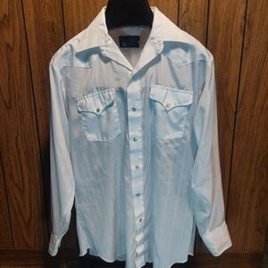 Panhandle Slim White Casual Button Down Shirt Vintage 70s Western Pearl Snap XL